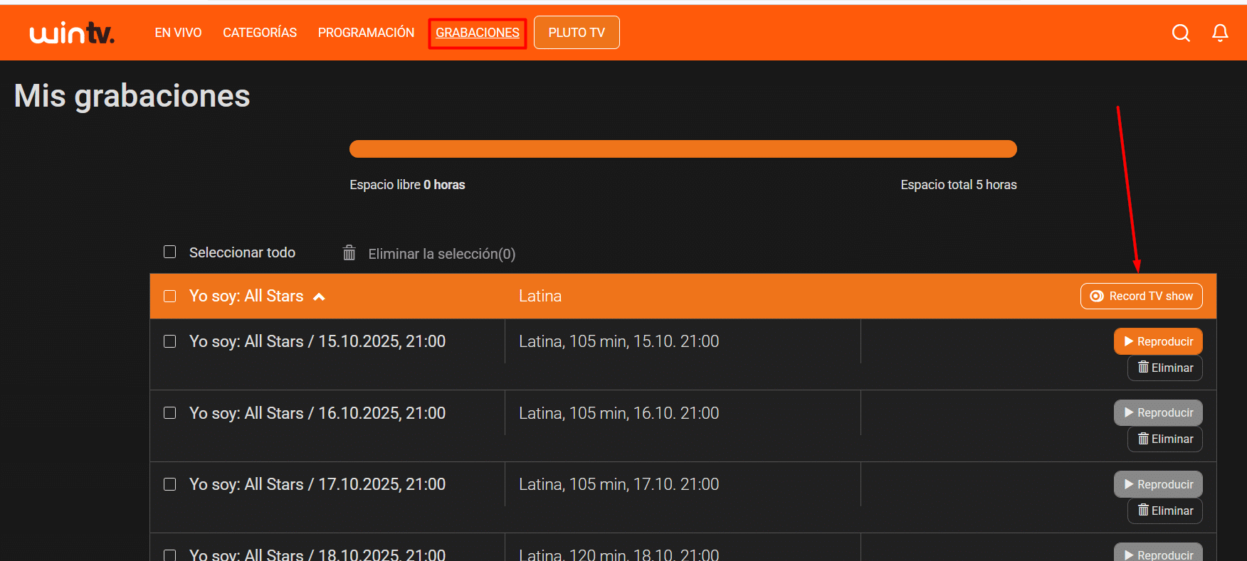 WINTV: 7 Funcionalidades que debes saber 11 biblioteca de grabaciones - WIN Internet
