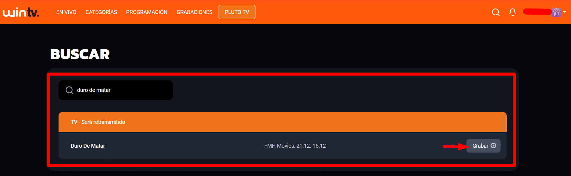 grabar duro de matar en wintv - WIN Internet