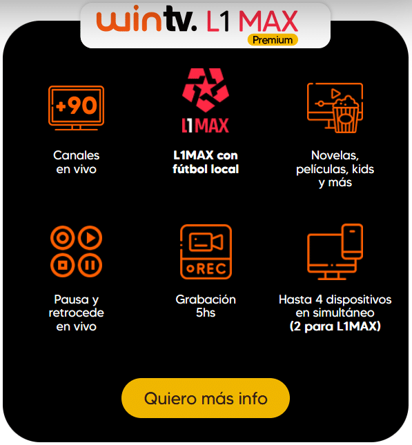Planes WINTV: Cómo funcionan y cuál es el ideal para ti 3 plan wintv l1max premium - WIN Internet