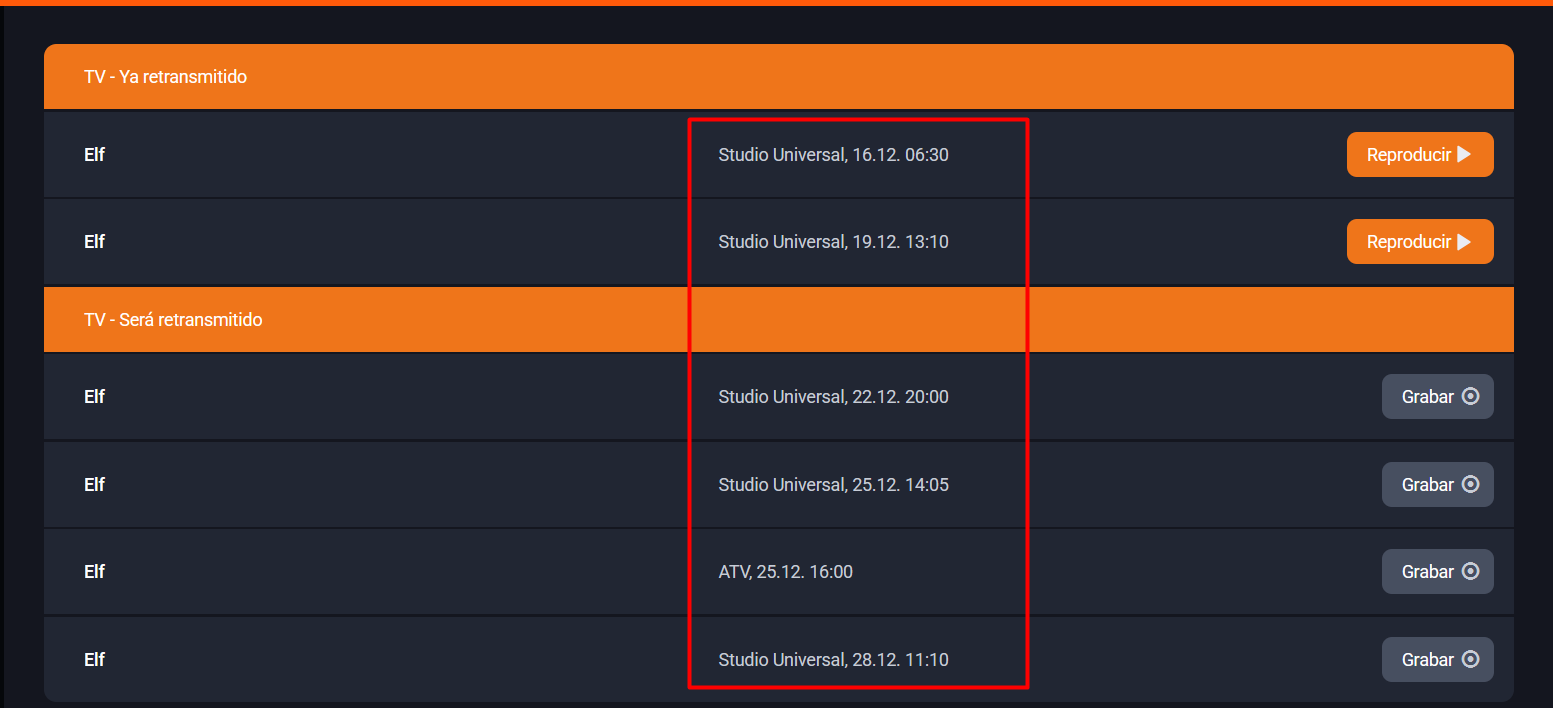 ver la pelicula navideña elf desde wintv